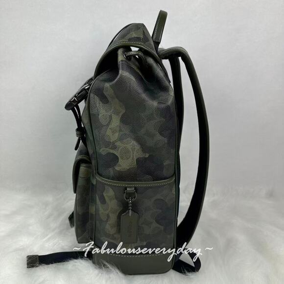 COACH MEN'S Signature Camo League Flap Backpack In Signature Camo CAF98 NWT - Picture 2 of 10